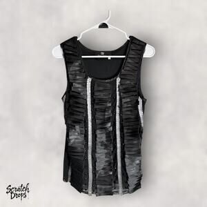 DULCCI VETAN Black Tank Top Large 17x27 Sleeveless Fashion Shirt Women